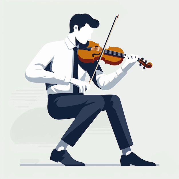 Vector vector of someone playing the violin in flat design style