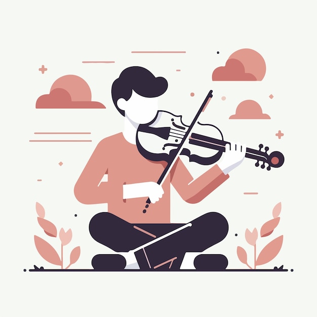 Vector of someone playing the violin in flat design style