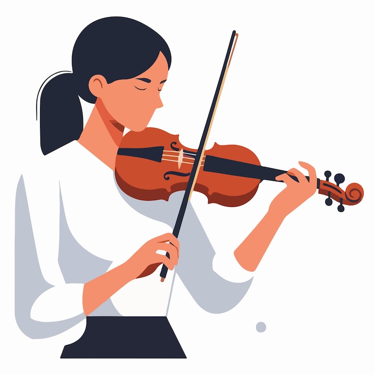 Vector vector of someone playing the violin in flat design style