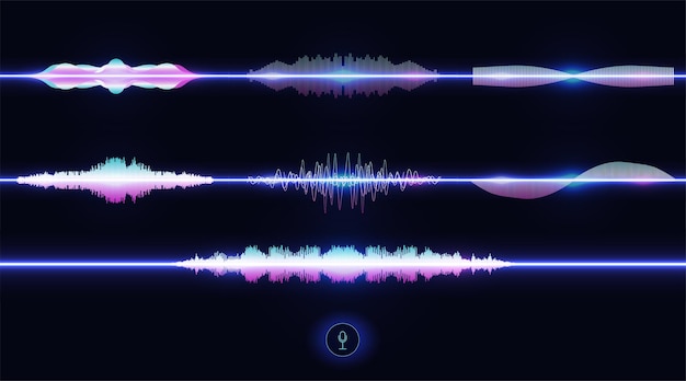 Вектор Набор векторных звуковых волн аудиоплеер технология аудио эквалайзера