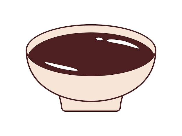 Vector soy sauce in retro style Groovy soy sauce in sauce boat 70s