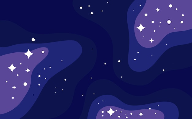 Вектор Векторный космический фон. симпатичный плоский шаблон со звездами в космическом пространстве.