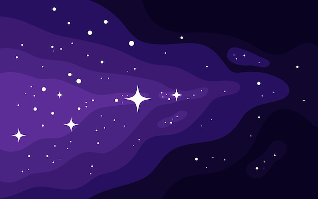 Вектор Векторный космический фон. симпатичный плоский шаблон со звездами в космическом пространстве.