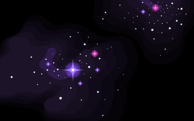 Vector vector space background cute flat style template with stars in outer space