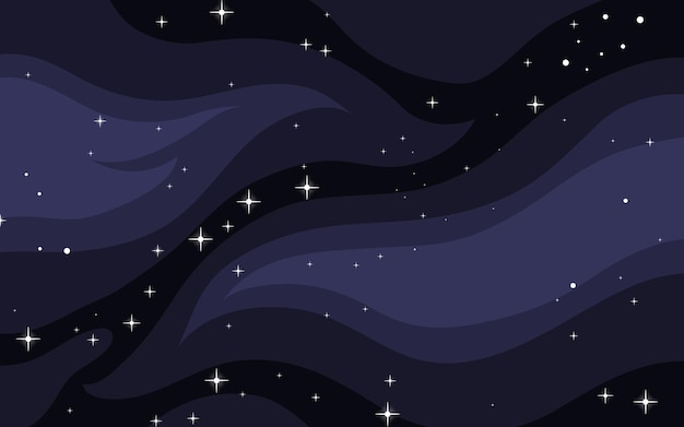 Vector space background cute flat style template with stars in outer space