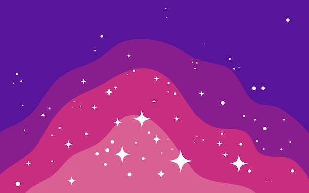 Vector vector space background cute flat style template with stars in outer space