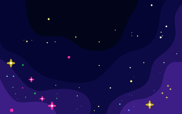 Векторный космический фон Симпатичный плоский шаблон со звездами в космическом пространстве