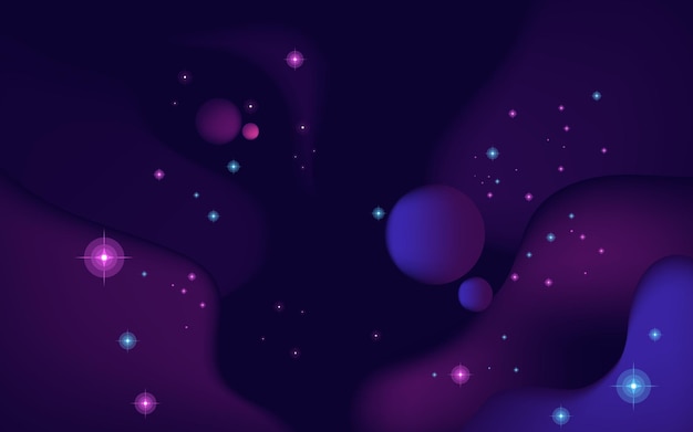 Vector space background Cute flat style template with Stars in Outer space