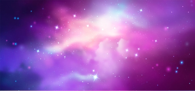 Vector space galaxy realistic illustration colorful nebula background