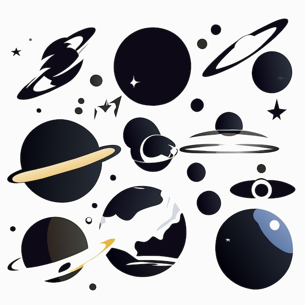 Vector vector space silhouettes on white background