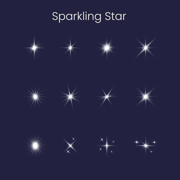 Vector vector sparkling star and glowing light collection