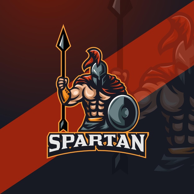 Вектор Вектор спартанский талисман логотип игрового талисмана логотип дизайна для спорта или спорта логотип шаблон