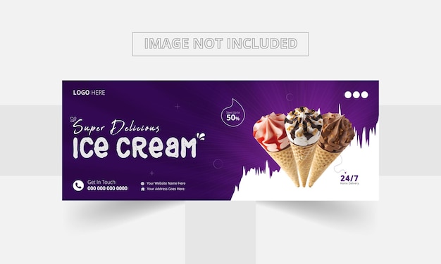 Vector speciale delizioso gelato promozionale sui social media web banner post e copertina di facebook