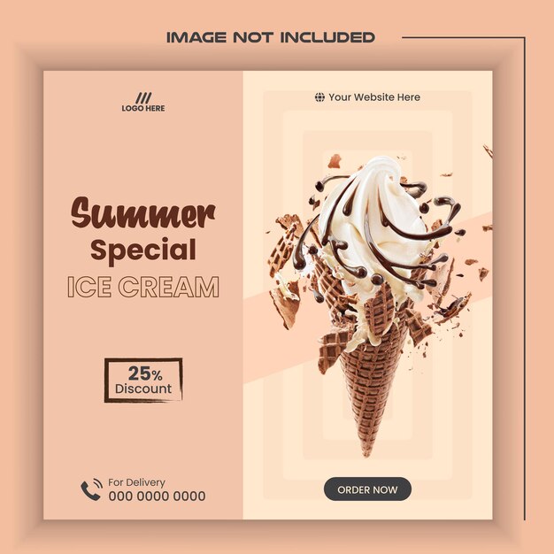 Vector speciale delizioso gelato social media instagram post banner design template