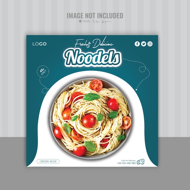 Vector special noodles online food promotion on social media post banner