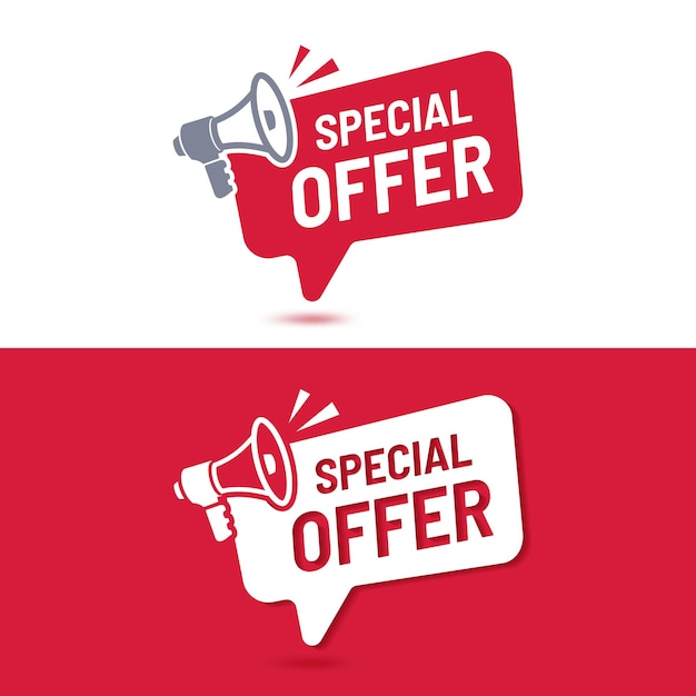 Vector vector special offer red message bubble with megaphone