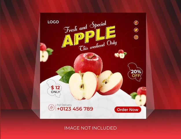 Vector speciale appel fruit menu instagram banner advertentie concept sociale media postsjabloon