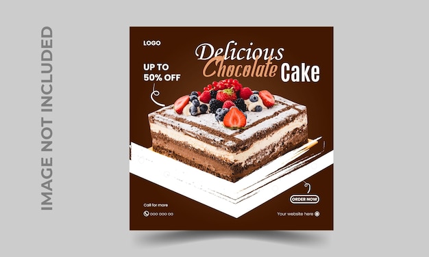 Vector speciale dessert chocoladecreme cake social media post design template