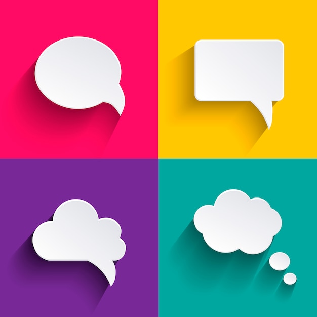 Vector speech bubbles in flat design with shadows