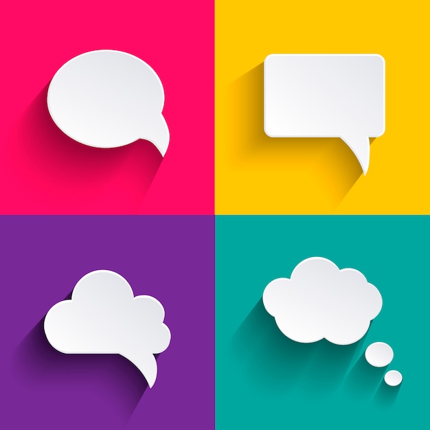 Vector vector speech bubbles in flat design with shadows