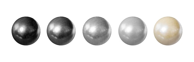 Vector vector spheres set isolated on white background black and white illustration grayscales glossy ba