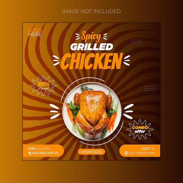 Vector spicy chicken menu social media instagram post template