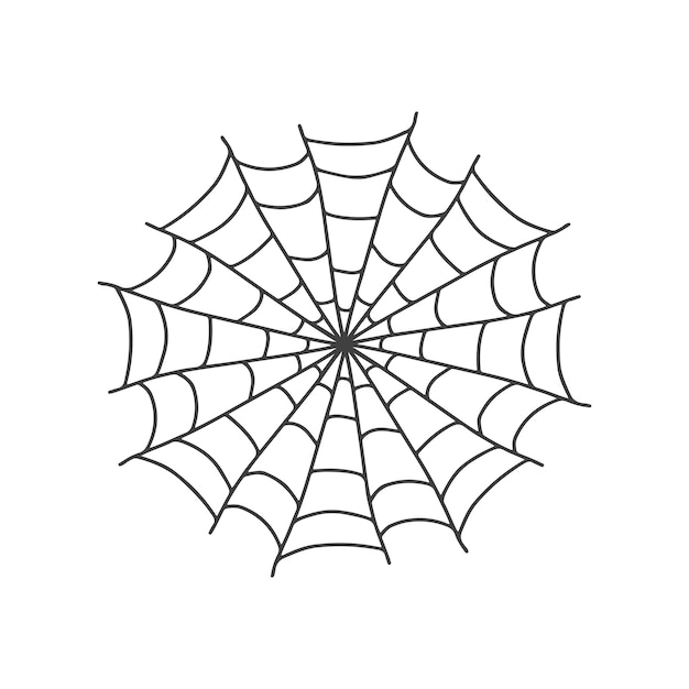 Vector Spider web icon drawn in one line on white for halloween.