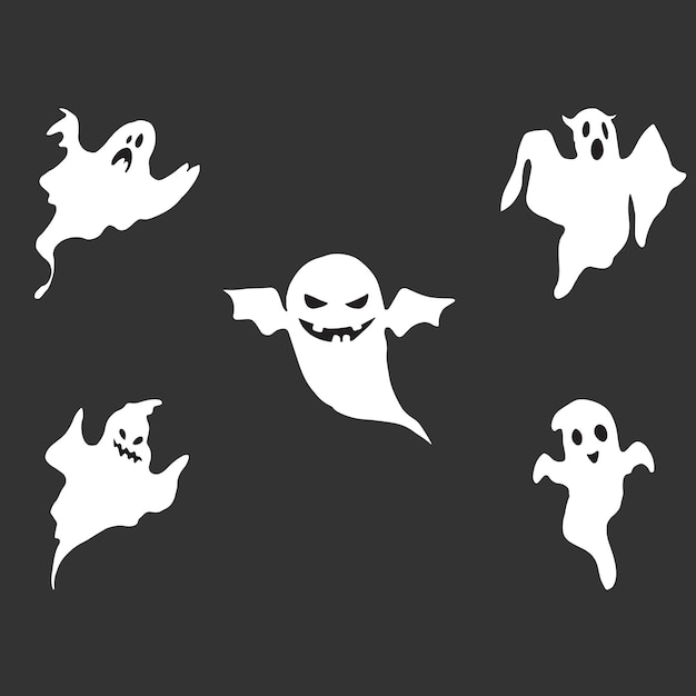 Vector Spooky Halloween Ghost Set 03