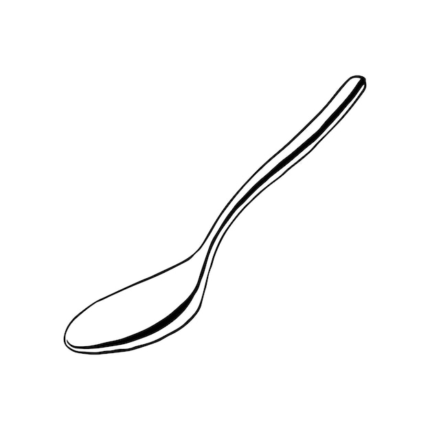 Vector vector spoon black and white graphic illustration hand drawn sketch in simple style