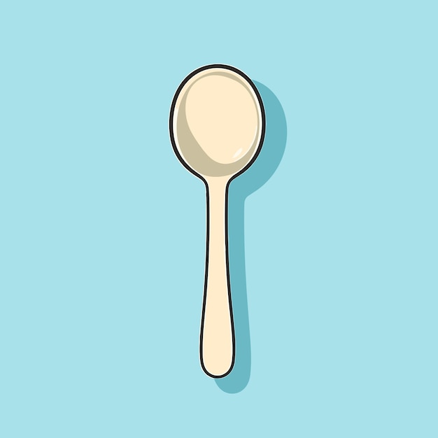 Vector of a spoon icon on a blue background with a shadow