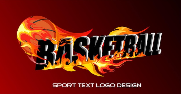 Vector sport tekst logo ontwerp met vuur effect