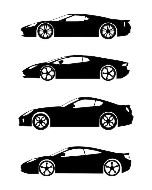 Vector vector sports car black silhouette collection