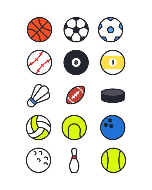 Vector vector sports flat colorful icons