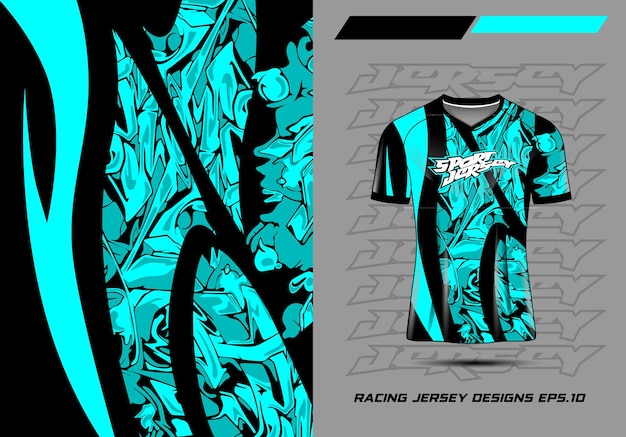 Vector  sports shirt jersey design template blue 3d