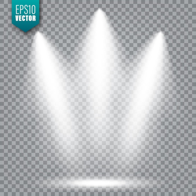 Vector spotlight Bright light beam Transparent realistic effect Stage lighting