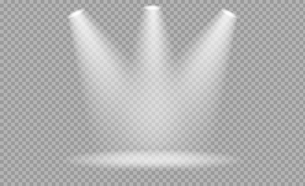 Vector spotlight set Heldere lichtstraal Transparant realistisch effect Podiumverlichting