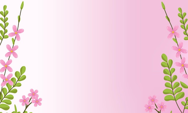 Vector spring background with pink flowers and space for text Botanical illustration for cards