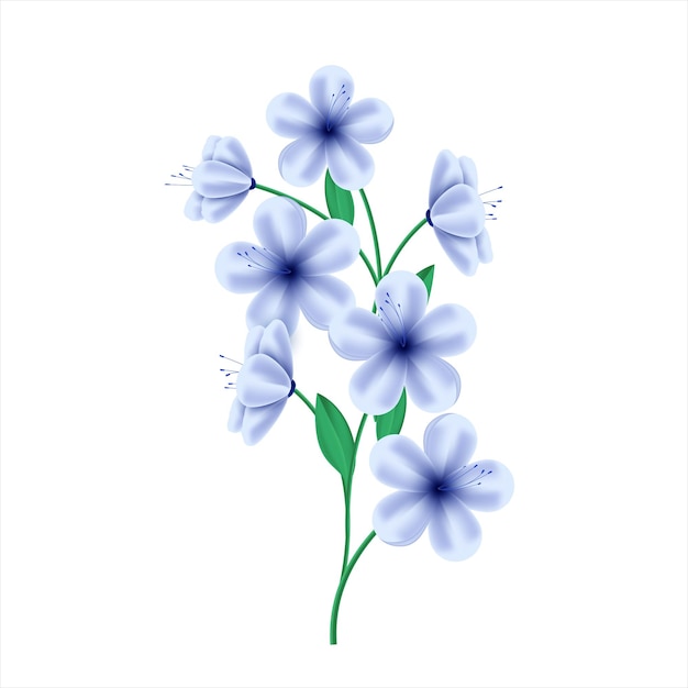 Vector spring blue flower on white background