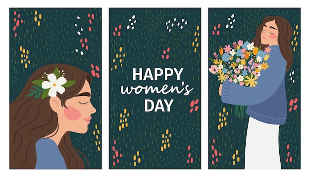 터 봄 휴일 배너 3월 8일 국제 여성의 날 페미니즘