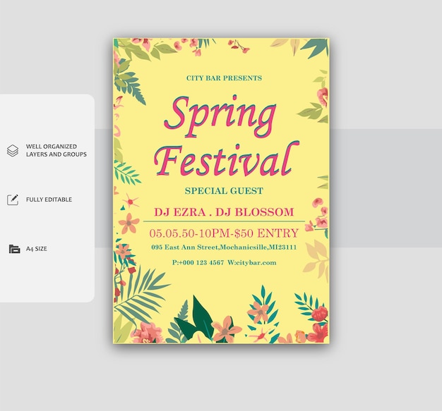 Vector vector spring party flyer template