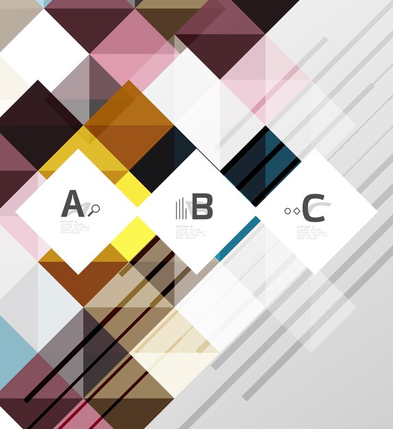 vector square elements on gray abstract background with infographics vector template background for print workflow layout diagram number options or web design banner
