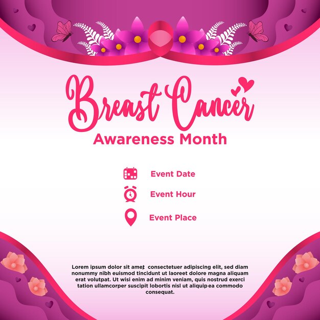 Vector Square Gradient Breast Cancer Awareness Month