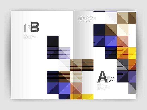 矢量方形小册子业务 a4打印模板 矢量模板背景用于打印工作流程布局图数选项或网页设计横幅