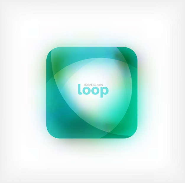 Vector vector square loop business symbol geometric icon created of waves with blurred shadow isolated illustration