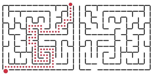 Vector square maze A fun educational game for developing coordination