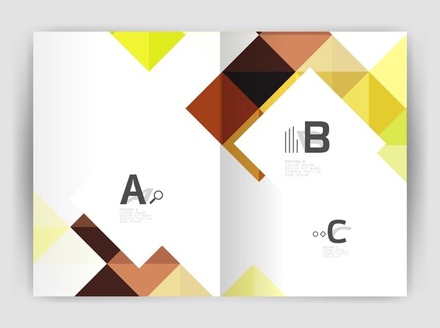 Vector square minimalistic abstract background print template business brochure a4 Vector template background for print workflow layout diagram number options or web design banner