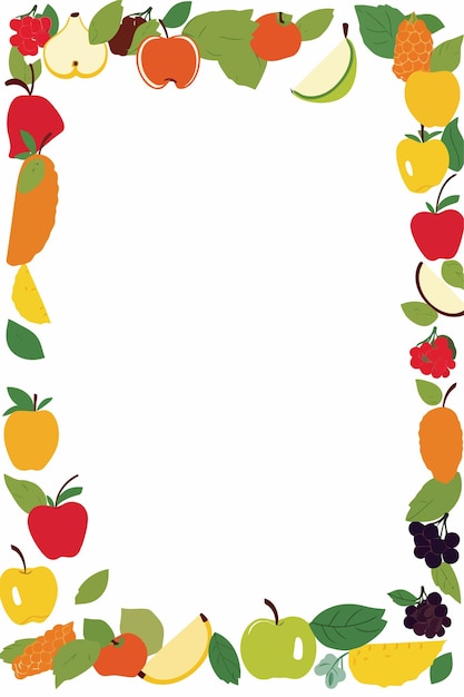 Vector vector squiggle frame using vibrant color abstract vegetation fruits and squiggle lines