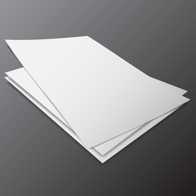 異なるサイズと角度の白紙のベクトルスタック