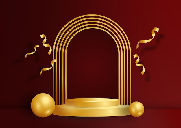 vector stage 3d gold and red