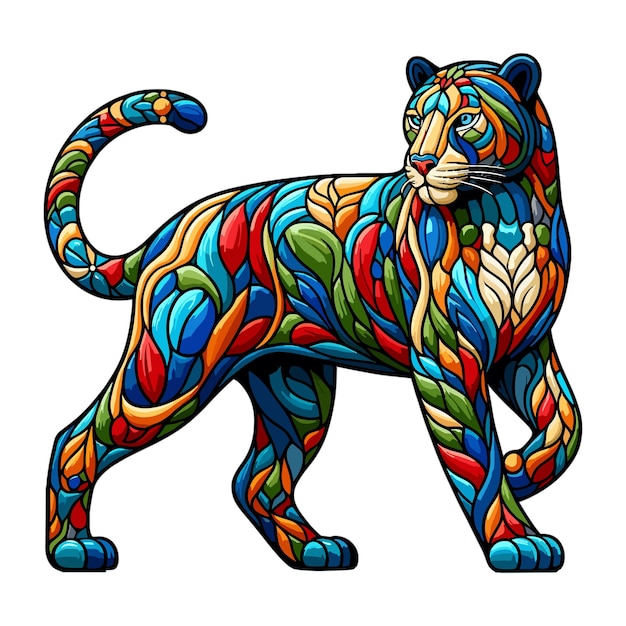 Vector vector stained glass jaguar